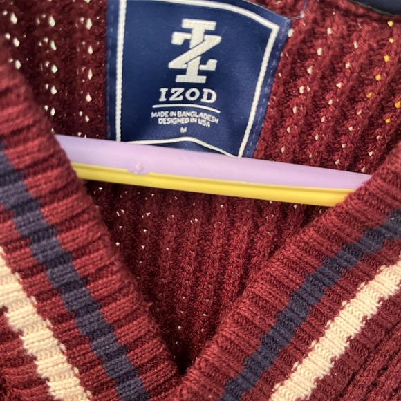 izod classic knit preppy dressing rich sweater size medium burgundy golf sweater - Picture 7 of 17